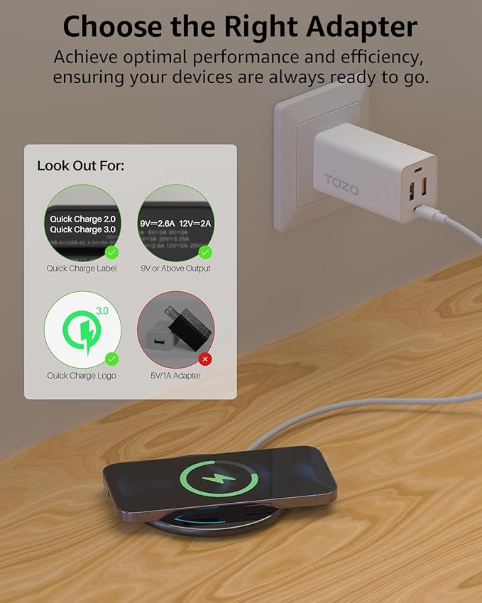 TOZO W1 New Anti-Slip Aircraft-Grade Aluminum Wireless Charger 15W Max Fast Wireless Charging Pad Compatible with iPhone 17/17 Pro/17 Pro Max/Air/16/15/SE Series, Samsung Galaxy S25/S24, Ink Black