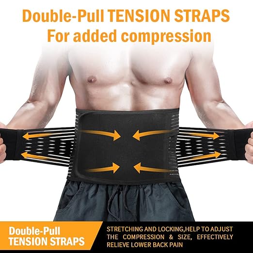 DARLIS Back Brace Support Belt with Inflatable Lumbar Pad - Extra Support for Lower Back Pain, Herniated Disc, Sciatica, Scoliosis, Adjustable Support Straps Lumbar Support Belt for Men Women S/M