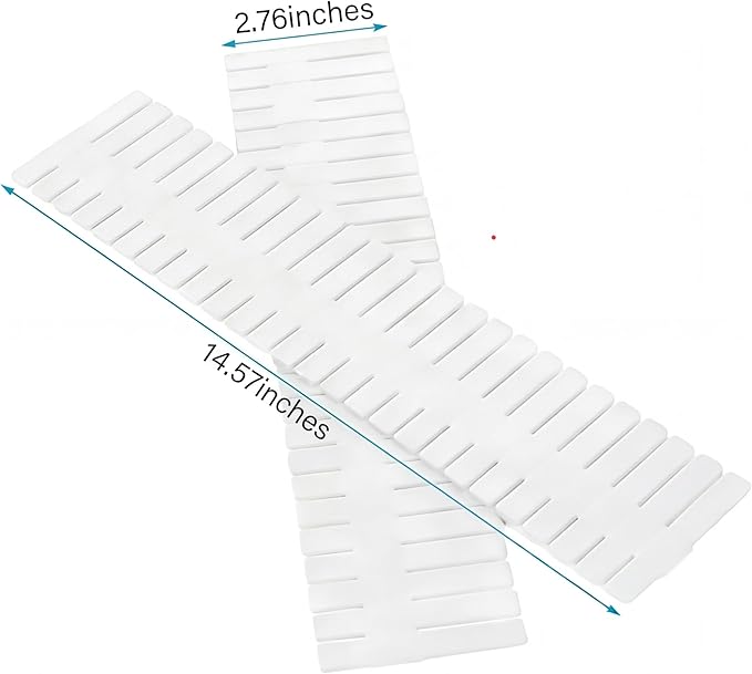 16 Pcs Adjustable Drawer Dividers, DIY Plastic Grid Separators for Clothes, Socks, Underwear, Kitchen and Office, Cuttable Drawer Organizer Dividers, 14.5 x 2.7 in (4 Packs of 4)（White）