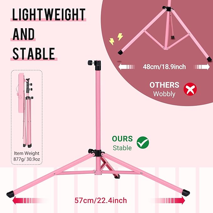 CAHAYA Portable Sheet Music Stand: Dual Use Desktop Book Holder Folding Lightweight Extra Stable Reinforced with Carrying Bag and Clip for Students Musicians Height Adjustable up to 54.3" CMS0204P