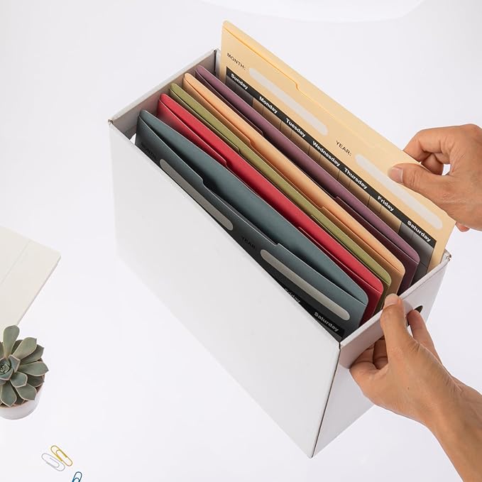 Y YOMA 18 Pack File Folder Jackets Letter Size Paper Pocket File Folder with Reinforced Straight-Cut Tab Pre-Printed Job Folders No Expansion Organizer for Office, Assorted Colors, Calendar Design