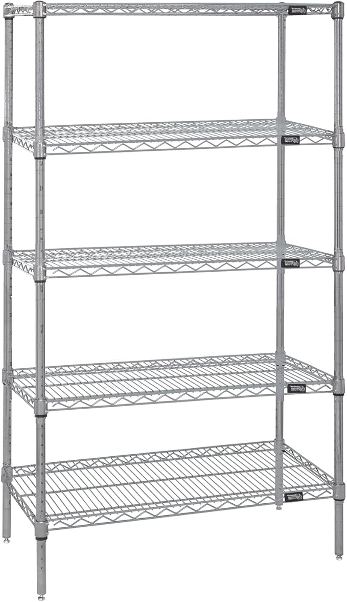 Quantum Storage Systems WR54-3672S-5 Starter Kit Wire Shelves Stainless Steel 5 Shelves 54" H x 72" W x 36" D