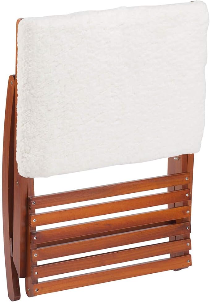 Deluxe Foldable Rocking Footrest, Adjustable Fold-Away Foot Stool with Sherpa Cushion