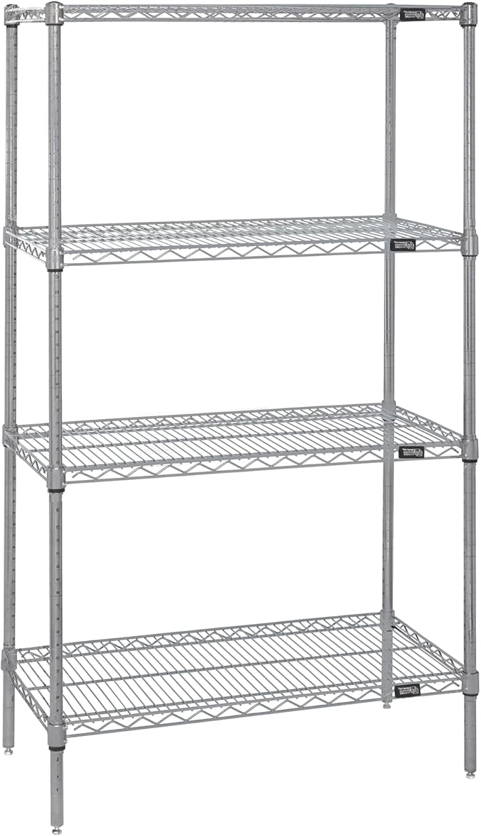 Quantum Storage Systems WR86-1272S Starter Kit Wire Shelves Stainless Steel 4 Shelves 86" H x 72" W x 12" D