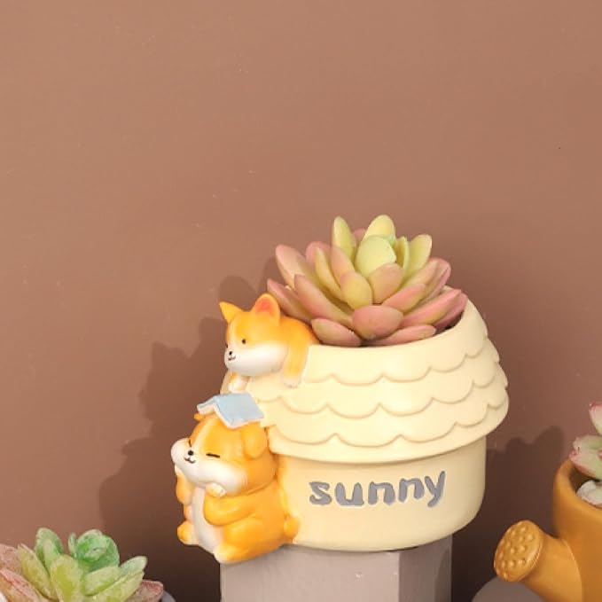 Cute Small Pen Pencil Holder, Kawaii Resin Cat Dog Dinosaur Rabbit Animal Paper Clip Toothbrush Mini Storage Organizer Office Desk Decorations