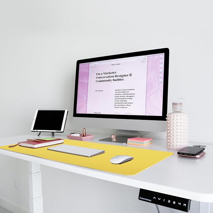 Large Leather Desk Pad Protector 27.5"x13.7",Non-Slip Durable Office Desk Mat for Writing, Computer, Laptop, Mouse Pad & Desktop Use,Desk Protector Mat,Yellow