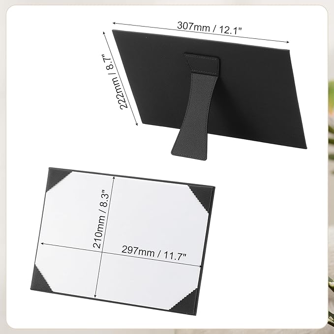 PATIKIL 8.5x11 Certificate Holder with Stand, Single-Sided Document Holders Horizontal for Award Diploma Graduation Achievement Business License, Black