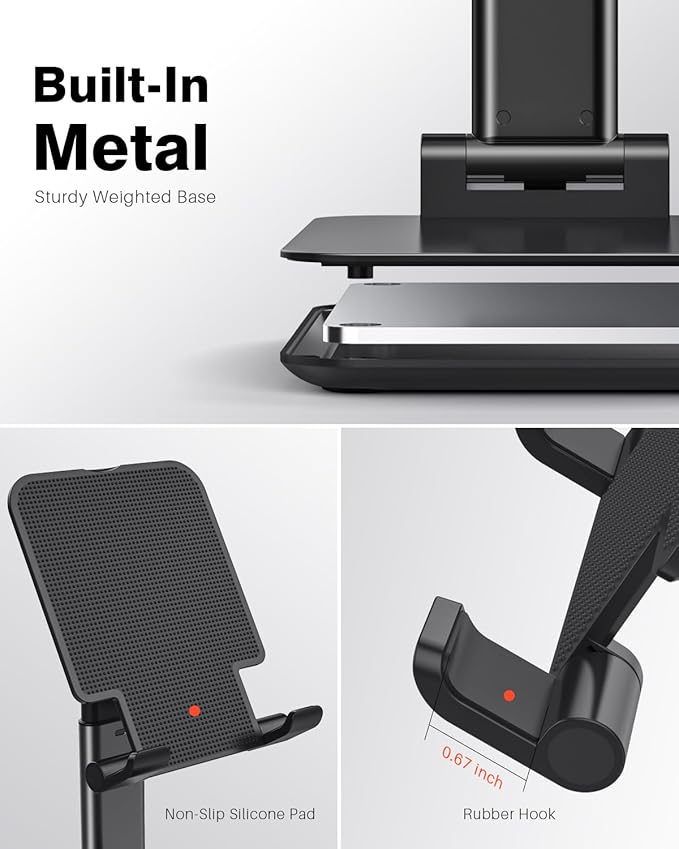 Anozer Tablet Stand Foldable & Adjustable, Portable Monitor Stand 5.55*3.94" Wide, Fit for iPad Holder Stand Compatible with iPad Pro 11, 12.9/for iPad 10.9; Surface Pro; Portable Monitor 4.7-15.6"