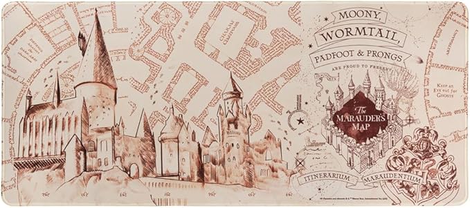 ConQuest Journals Harry Potter Marauder's Map Desk Mat, Oversized Gaming Desk Pad, Home Office, XXL Computer Mousepads, Waterproof Neoprene Fabric Surface, Non-Slip Rubber Backing, Officially Licensed