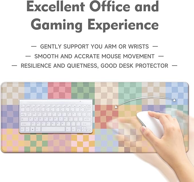 Desk Mat Mouse Pad Gaming Desk Pad XL Large Mouse Mat Office Decor Accessories (Colored Grid)