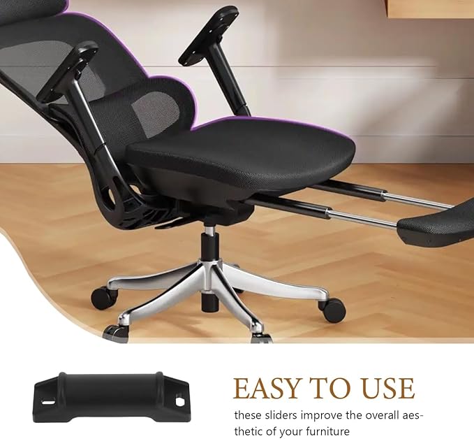Garneck 4pcs Gaming Chair Footrest Slider Pads Attachment: Office Chair Replacement Parts Recliner Foot Rest Slider Pads for Armchair Furniture Smooth Edge Plastic Glides Easy Install
