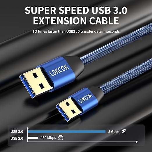 USB to USB Cable 15FT, Durable Braided USB 3.0 Male to Male Type A to Type A Data Transfer Cable, Compatible with Hard Drive, Laptop, DVD Player, TV, USB Hub, Monitor, Camera, Set-Top Box