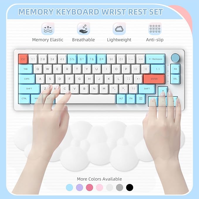 ATTACK SHARK 4 in1 Cloud Mouse Pad,Keyboard Wrist Rest,Mouse Wrist Rest Support,and Leather Coaster Set with Office Desk Mat,Non-Slip PU Desk Pad Memory Foam Ergonomic Pain Relief for Office and Home