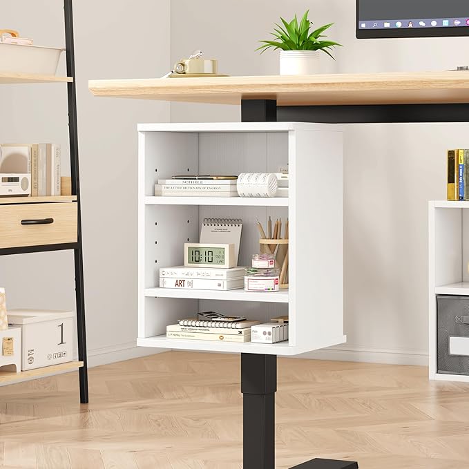 IBUYKE Under-Desk Storage Cabinet Adjustable Cabinet Fits with Standing Desks & Any Desk Legs Clamp-on Shelf for Office and Gaming Room for Elevating Your Workspace UTMZ012W