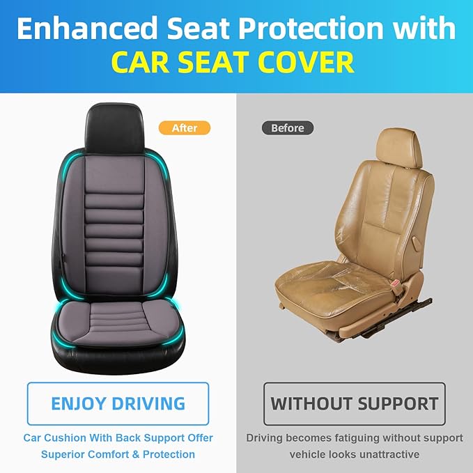 Lofty Aim Car Seat Cushion with Back Support Pillow, Comfy Lumbar Support & Seat Cushion, Memory Foam Driving Pillow for Back-Sciatica Pain Relief, Auto Pad Suitable for Car, Truck, SUV - Dark Grey