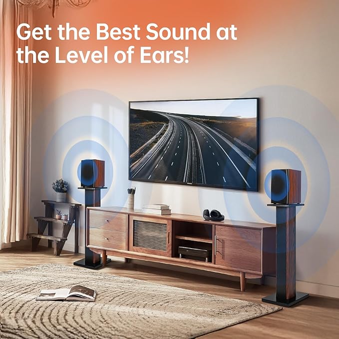 35.4 Inch (90CM)- Pair- Wood Speaker Stands for Home-Cinema HiFi Desktop and Satellite Speakers Monitor Stands, Enhanced Audio Listening Experience for Home Theaters