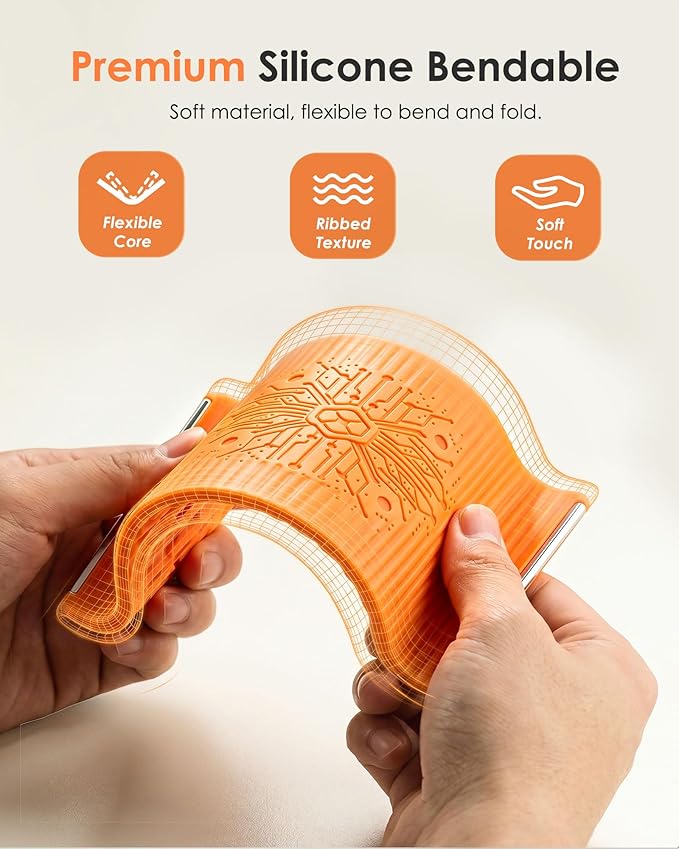 Bendable Foldable Silicone Aluminum Phone Holder, Upgrade Flexible Silicone Phone Stand, Adjustable Airplane Phone Holder for Tablet Laptop Travel Non-Slip Bed Desk Office Treadmill (Mixed, 2pcs)