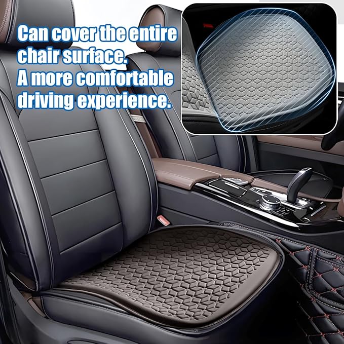 Zpana Gel Car Seat Cushion, Non-Slip & Comfortable Automotive Chair Protector Pad for Driving, Breathable Vehicle Interior Mat Cover Accessories, Universal for SUV Sedan Truck (Coffee)