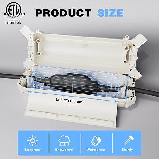 Flemoon [3 Pack] Outdoor Extension Cord Safety Cover with Waterproof Seal, Weatherproof Electrical Connection Box for Outdoor Outlet, Plug, Socket, Halloween, Christmas Holiday Decoration Light, White