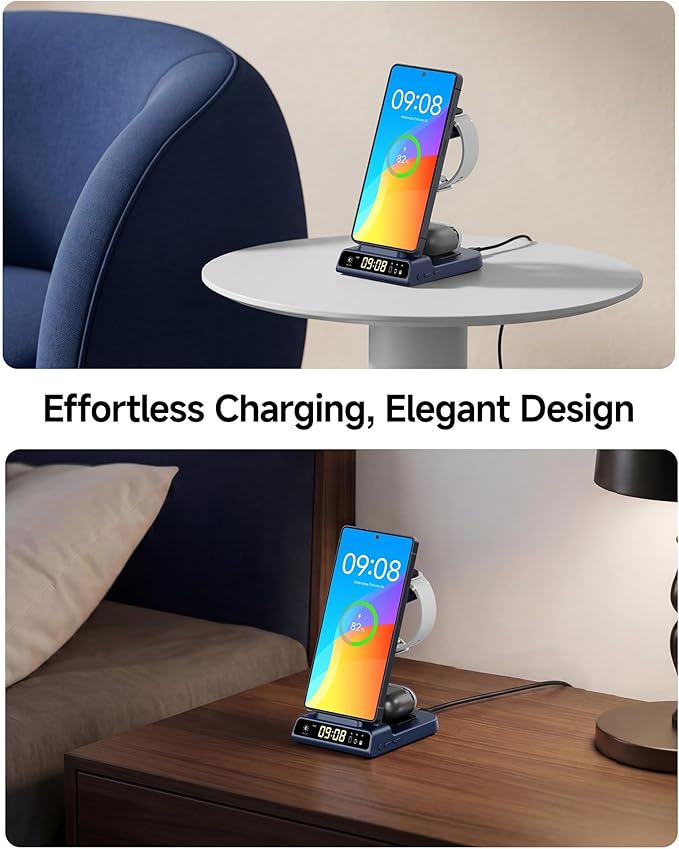 Wireless Charger for Samsung Devices, Wireless Charging Station for Galaxy S26 Ultra/S26+/S26/S25/Z Flip7/S24/S23/S22, for Galaxy Watch 8/8 Classic/7/Ultra/6/5 Pro, Galaxy Buds4 Pro (No Adapter)