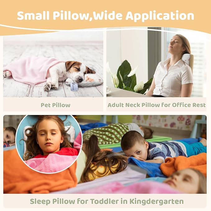vocheer Small Pillows for Sleeping, 11"x 7" Mini Travel Pillow, Tiny Pillows for Neck, Wrist, Lumbar and Knee, Pets Pillow, Cotton, Machine Washable,Pink Deer-2PC