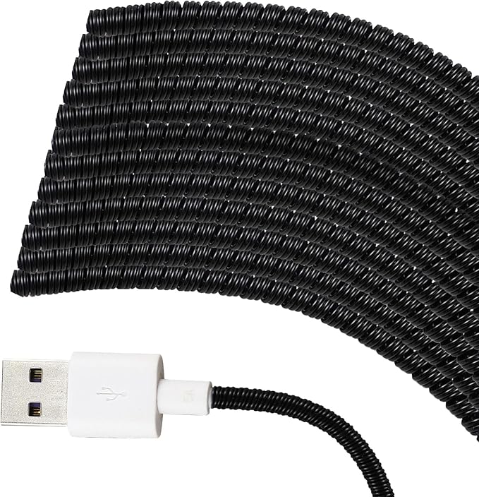 Frienda 10 Pcs Cord Protectors from Pets No Chew Spiral Cable Protector 43.3'' Phone Charger Cover Data Cable Protective Sleeve Chew Proof USB Wire Cover Stylish for Cat Dog Rabbit (Black)