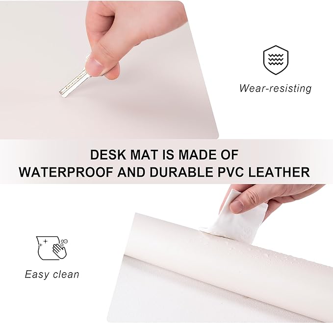 Leather Desk Pad Protector,Non-Slip Desk Pad,on-Slip PU Leather Large Mouse Pad,Easy Clean Desk Protecor Mat,Writing Pad for Office Work/Home/Decor(Dark Gray, 35.4" x 17")