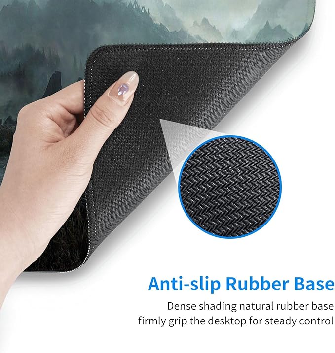 Generic Mouse Pad Non-Slip Rubber Base Mouse Pad Waterproof Desk Writing Mat for Office Home 12x31.5in, Black2