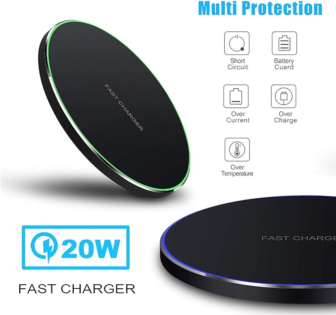 Fast Wireless Charger,20W Max Wireless Charging Pad Compatible with iPhone 17/17 Pro/16/15/14/13/12/SE/XS Max/XR,AirPods;FDGAO Wireless Charge Mat for Samsung Galaxy S25/S24/Note,Pixel/LG