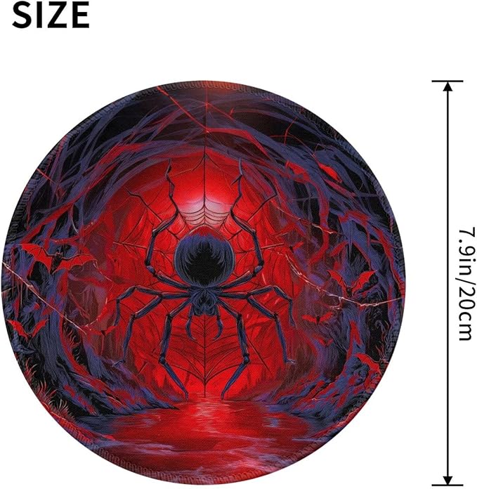 Halloween Round Mouse Pad Premium Textured Mouse Mat Washable Mousepads with Extended Stitched Edges Non Slip Rubber Base Small Mousepad 7.9 X 7.9 X 0.12 Inches