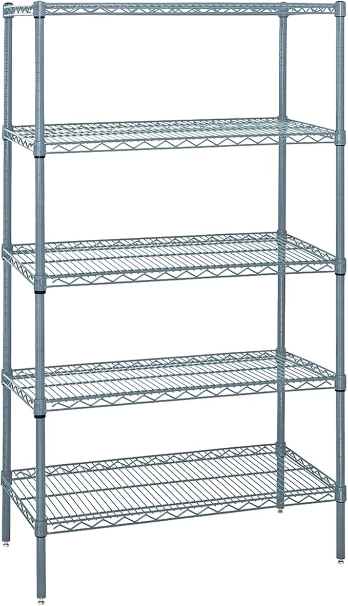 Quantum Storage Systems WR86-3072GY-5 Wire Shelving 5 Shelf Starter Units, 30" x 72" x 86", Gray Epoxy