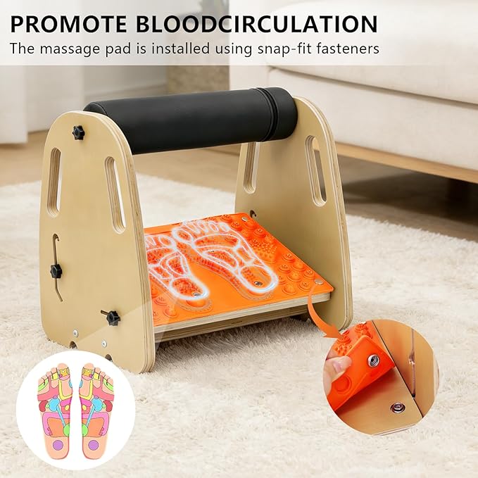 Adjustable Under Desk Foot Rest, Detachable & Washable,3 Height Levels, Interchangeable Soft & Massage Pads,Anti-Slip Design, for Office Home Gaming - Orange