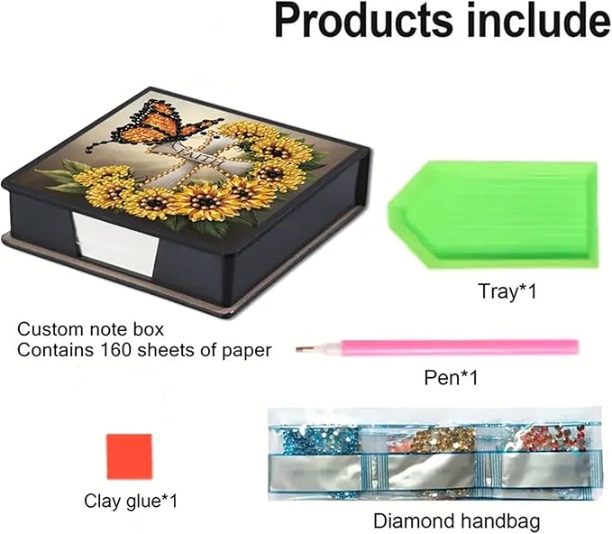 Faith Diamond Painting Kit Note Box,Memo Paper Storage Box Diamond Art,Sticky Note Holder Diamond Art,Diamond Painting Memo Pad For Office Desk. (faith)