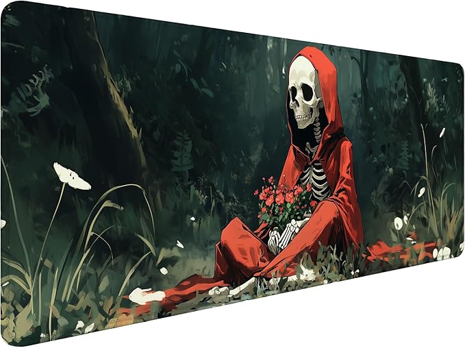 Skull Desk Mat Dark Lonely Game Anime Flowers XL Mouse Pad Large Mousepad Extended Laptop Keyboard Mat Gaming Desk Pad Mouse Mat 31.5"x11.8" Office Computer Keyboard Laptop Home