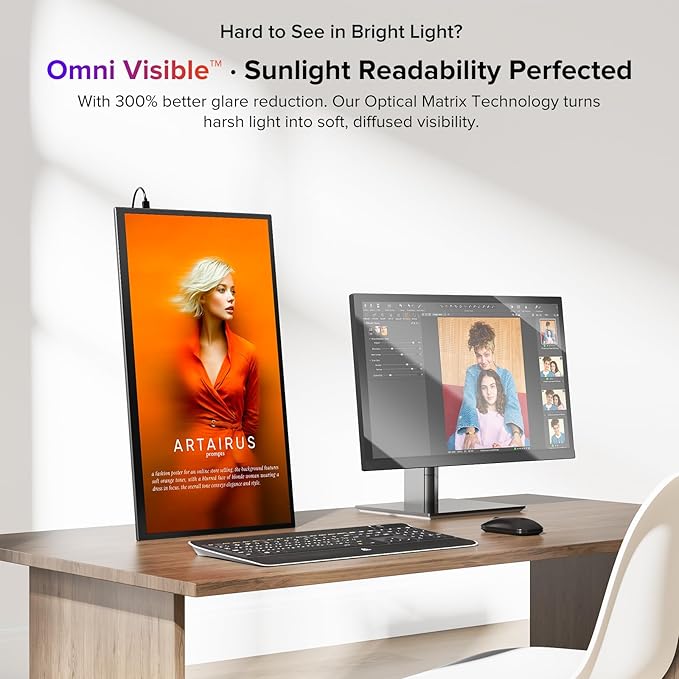 UPERFECT 18.5" NxtLED™ Portable Monitor, Premium Eye-Care Matte Display with Lifelike 145% sRGB Color & 120Hz Ultra-Smooth Motion for Work, Gaming & Travel
