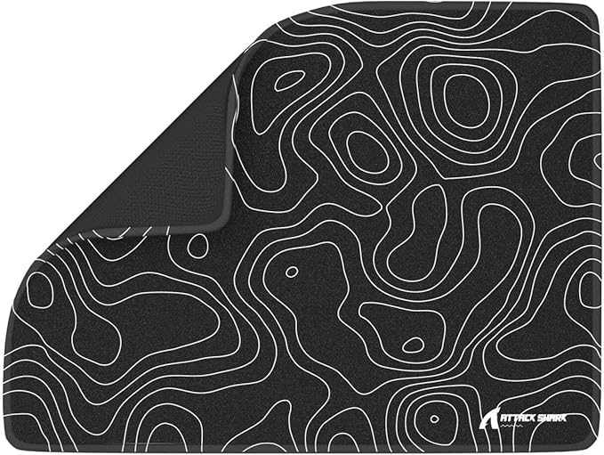 ATTACK SHARK CM02SE Gaming Mouse Pad for Esports Speed Mouse mats for Desk Waterproof Surface Stitched Edges and Anti-Slip Rubber Base Size Laminate 16.14” x 12.2” x 0.16” Black Contour