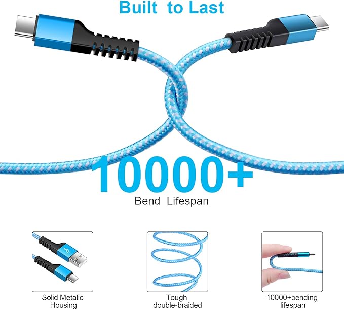 Samsung S26 Type C Cable Fast Charging Cord 2 Pack 3.3Ft USB A to USB C Cables Android Braided Power Cord for Galaxy S26 Ultra S26+ S25 FE A07 A17 A56 A36 A54 A16 A35 A55 S24 FE S23 S22 Ultra S21 S20