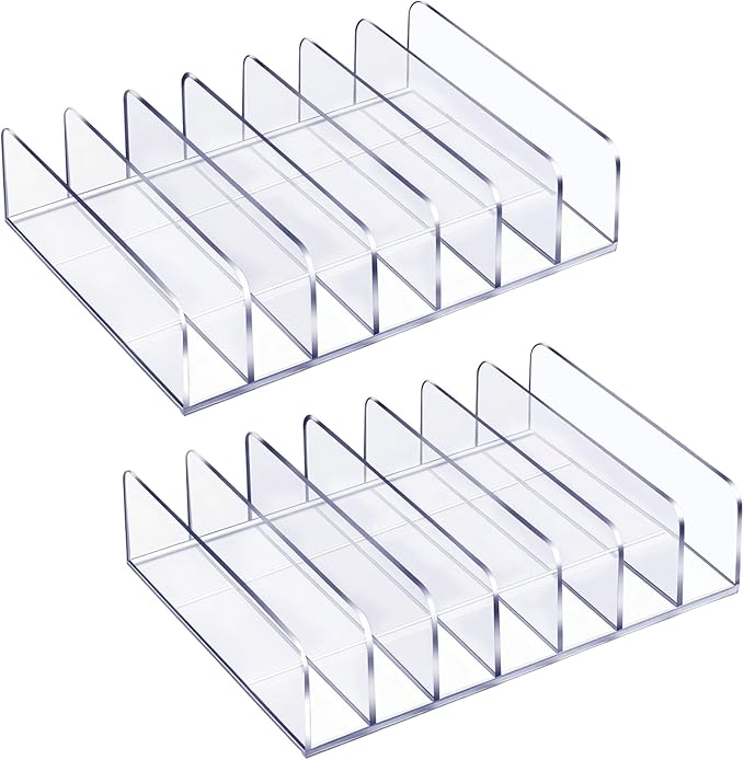 2 Pcs Acrylic Clipboard Holder 7 Slots Clipboard Organizer Display Stand Storage Rack Document Typing Paper Stand Menu Display Receipt Holder for Classroom Office School Teacher No Assembly Required