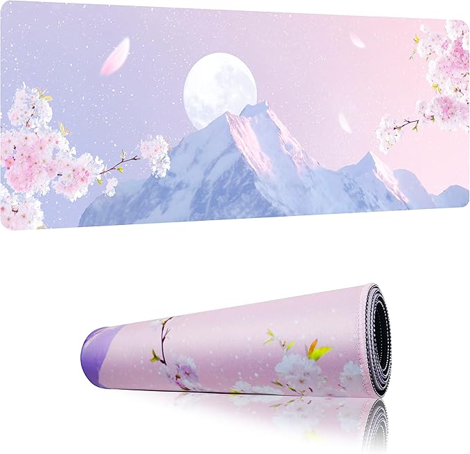 Pink Extended Mouse Pad Large XXL Mouse Mat 31.06" x 11.8" Desk Pad Laptop Computer Mousepad with Non-Slip Rubber Stitched Edges for Office, Work, Game