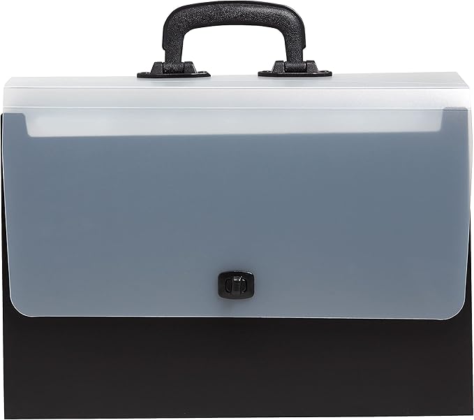 Staples Expanding Case File, 26‑Pocket Accordion Organizer, Legal Size, Heavy‑Duty Poly Construction with Carry Handle, Black