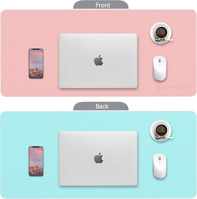 Large Mouse Pad, Waterproof PU Leather Desk Pad, Stylish and Back Anti-Slip Double Sided Cmoputer Mouse Pad for Laptop, Gaming,Office/Home (Pink, 90 * 40cm)