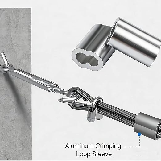 Aluminum Crimping Loop Sleeve Cable Crimp for 3/8" Diameter Double Ferrule Wire Rope and Cable (Pack of 14)