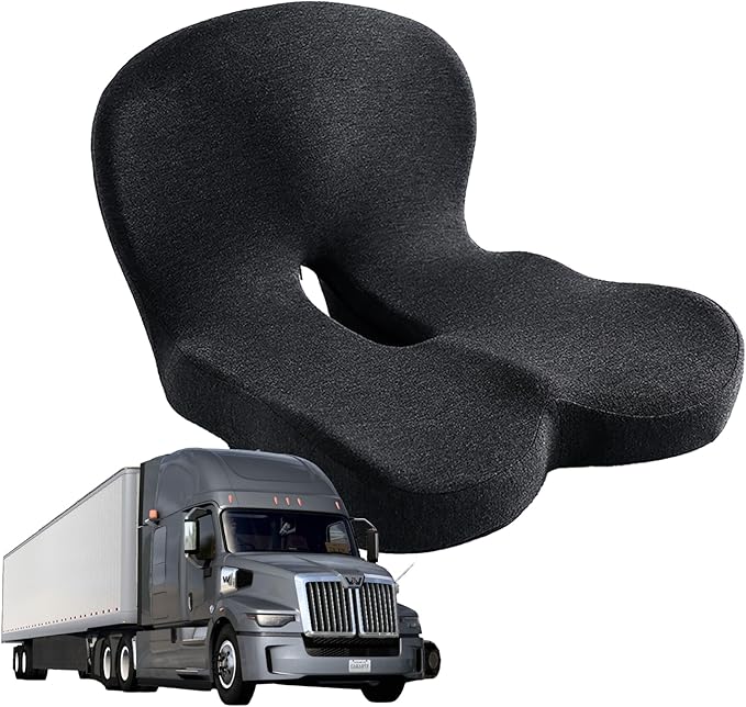 Memory Foam Seat Cushion for Truck Drivers, Office Chairs, Car Seats Ergonomic Chair Cushion, Sciatica & Tailbone Relief Ergonomic Pressure Relief Pad for Long Sitting (Black)