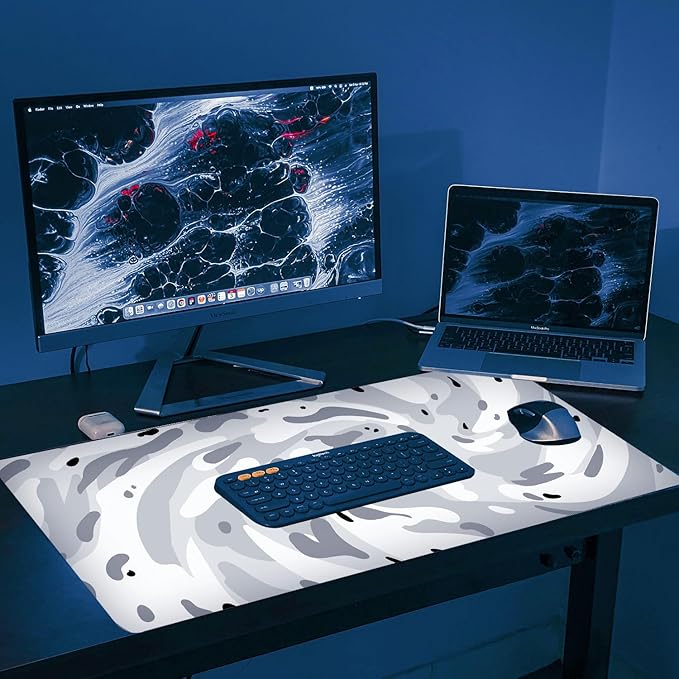 Fluid Pattern XXL Mouse Pad,Super Thick Waterproof Fluid Pattern Large Gaming Mousepad with Stitched Edge,Mouse Computer Desk Accessories,Non-Slip Base Mouse Keyboard Mat 800X400X4mm