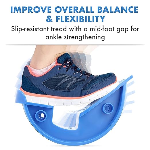 Lumia Wellness Foot Rocker with Massage Ball - Calf Stretcher for Plantar Fasciitis, Achilles Tendonitis, Shin Splints, Heel, Feet Pain Relief - Ankle Wedge Stretches Strained Leg Muscle