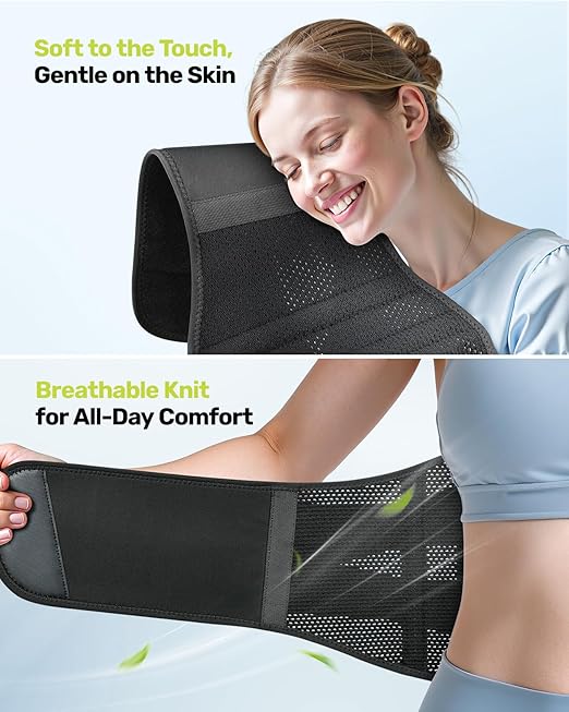 Rakiie Back Braces for Lower Back Pain, Lumbar Support for Men & Women, Breathable Soft Mesh Fabric and 7 Stays All-round Support, Back Support With Lumbar Support Pad for Home & Lifting at Work, Size L (Waist: 39.4"-45.3")
