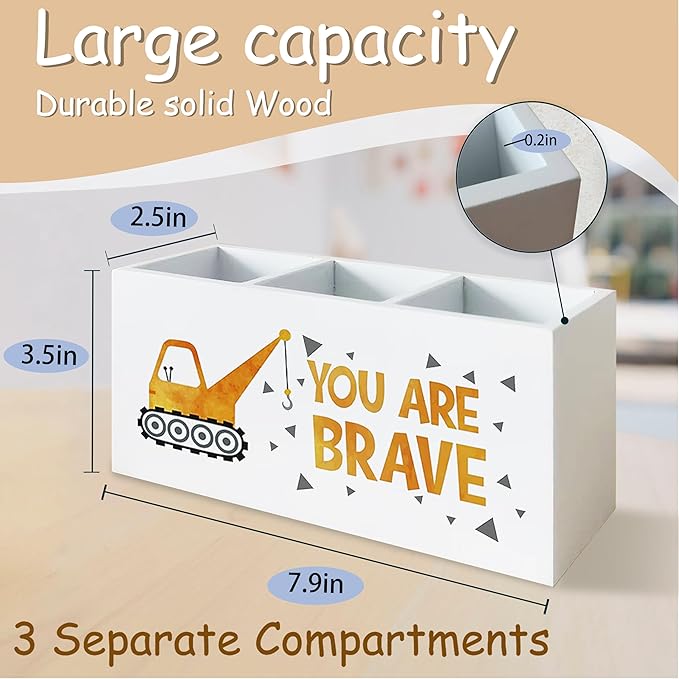 Inspirational Truck Pen Pencil Holder for School Counselor Office Classroom Desk, You Are Brave Motivational Pen Pencil Holder Organizer for Therapy Kids Room, Inspirational Office Decor