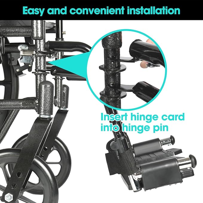 Universal Wheelchair Footrest Replacement - Adjustable Composite Footboard & Heel Loop, Foldable Comfort Support, Affordable, Black, Lightweight, Easy Installation