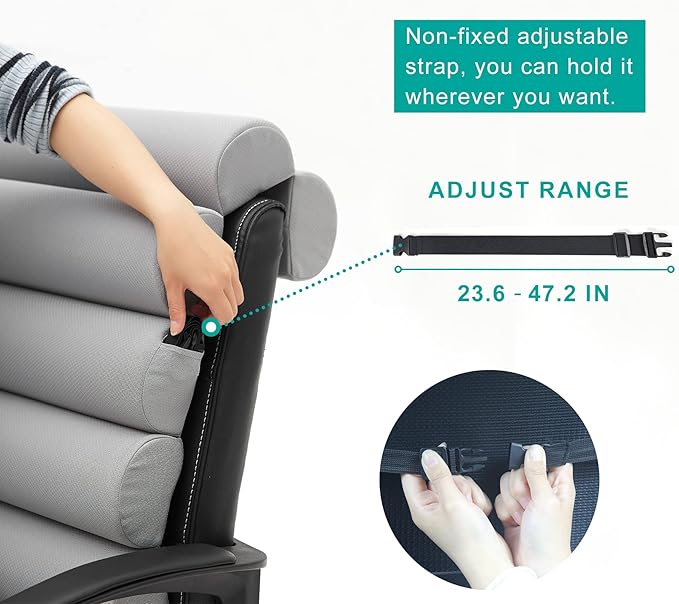 Ergonomic Lumbar Support Pillow for High Back Office Chair - Adjustable 6 Semicircular Back Cushion with Breathable Mesh Cover,Spine Support for Desk/Gaming Chairs, Neck/Upper/Lower Back Pain Relief