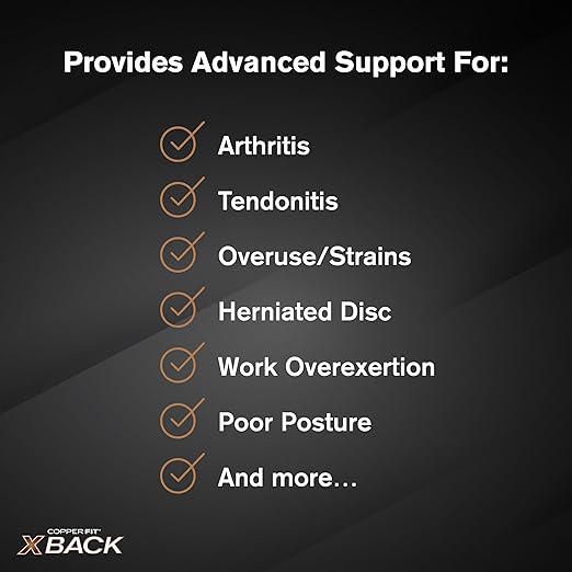 Copper Fit X-Back Brace for Lower Back Pain, Lumbar Support, Herniated Disc, Sciatica, Arthritis – Adjustable, Breathable Design - for Men and Women (2XL/3XL) (Pack of 2)
